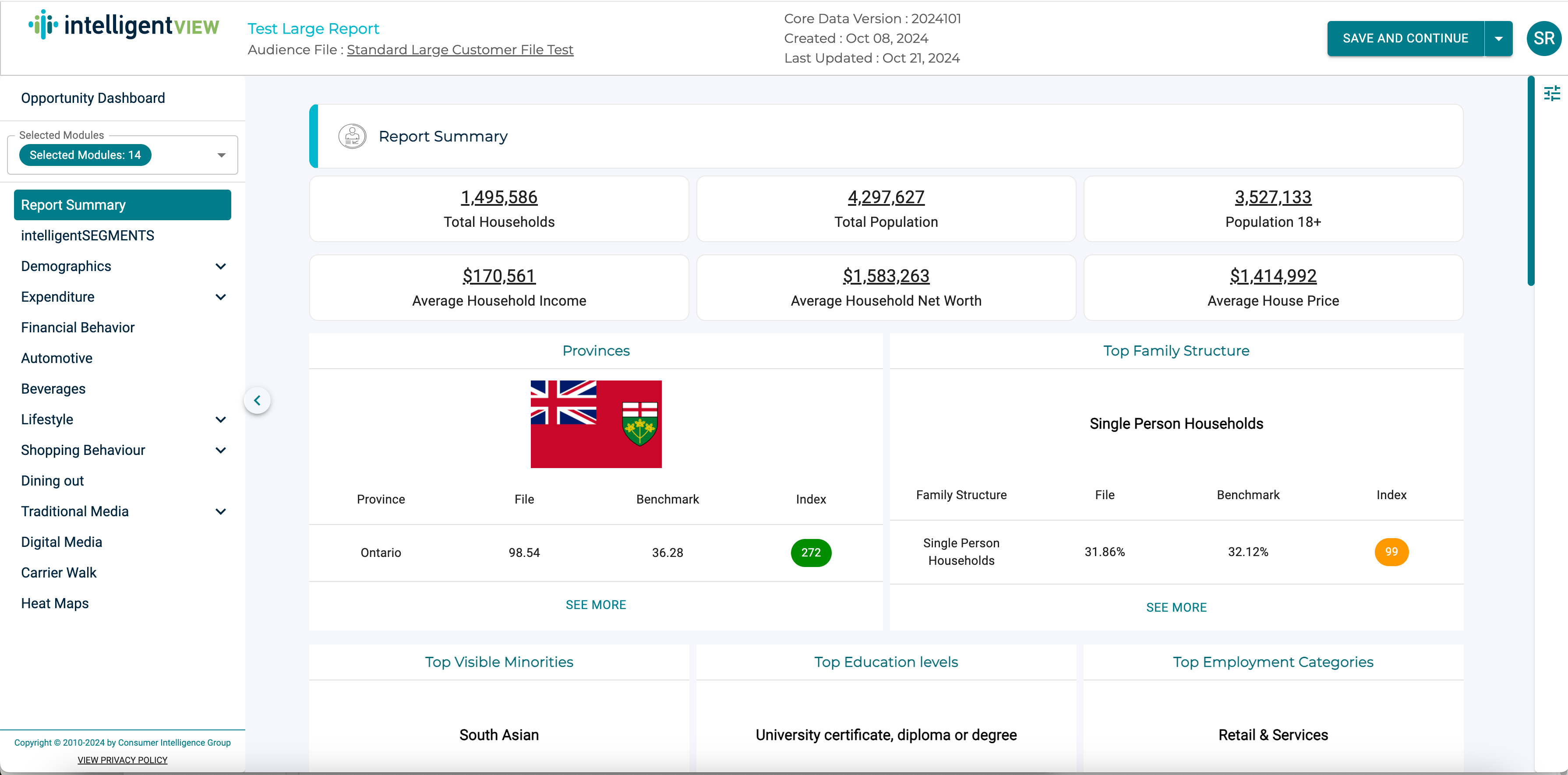 Report Module Selector (Left nav)- Expanded