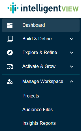 intelligentVIEW Manage Workspace navigation